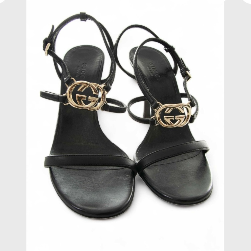 Vintage Gucci logo strappy heels!